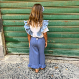 Pantalone palazzo con rouches