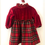 CHRISTMAS DRESS VELLUTO ROSSO E TARTAN ROSSO