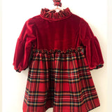 CHRISTMAS DRESS VELLUTO ROSSO E TARTAN ROSSO