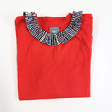 T-Shirt red con colletto in Vichy Blu