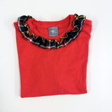 T-Shirt red con colletto in Tartan Verde