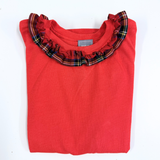 T-Shirt red con colletto in tartan rosso