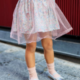 Gonna con tulle e fodera liberty