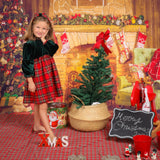 CHRISTMAS DRESS IN GREEN VELVET AND RED TARTAN