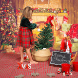 CHRISTMAS DRESS IN GREEN VELVET AND RED TARTAN