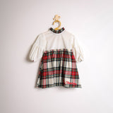 CHRISTMAS DRESS IN VELLUTO BIANCO E TARTAN BIANCO
