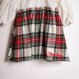CHRISTMAS DRESS IN VELLUTO BIANCO E TARTAN BIANCO