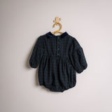 CHRISTMAS BOY ROMPER WITH BLUE VELVET