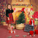 CHRISTMAS DRESS IN GREEN VELVET AND RED TARTAN